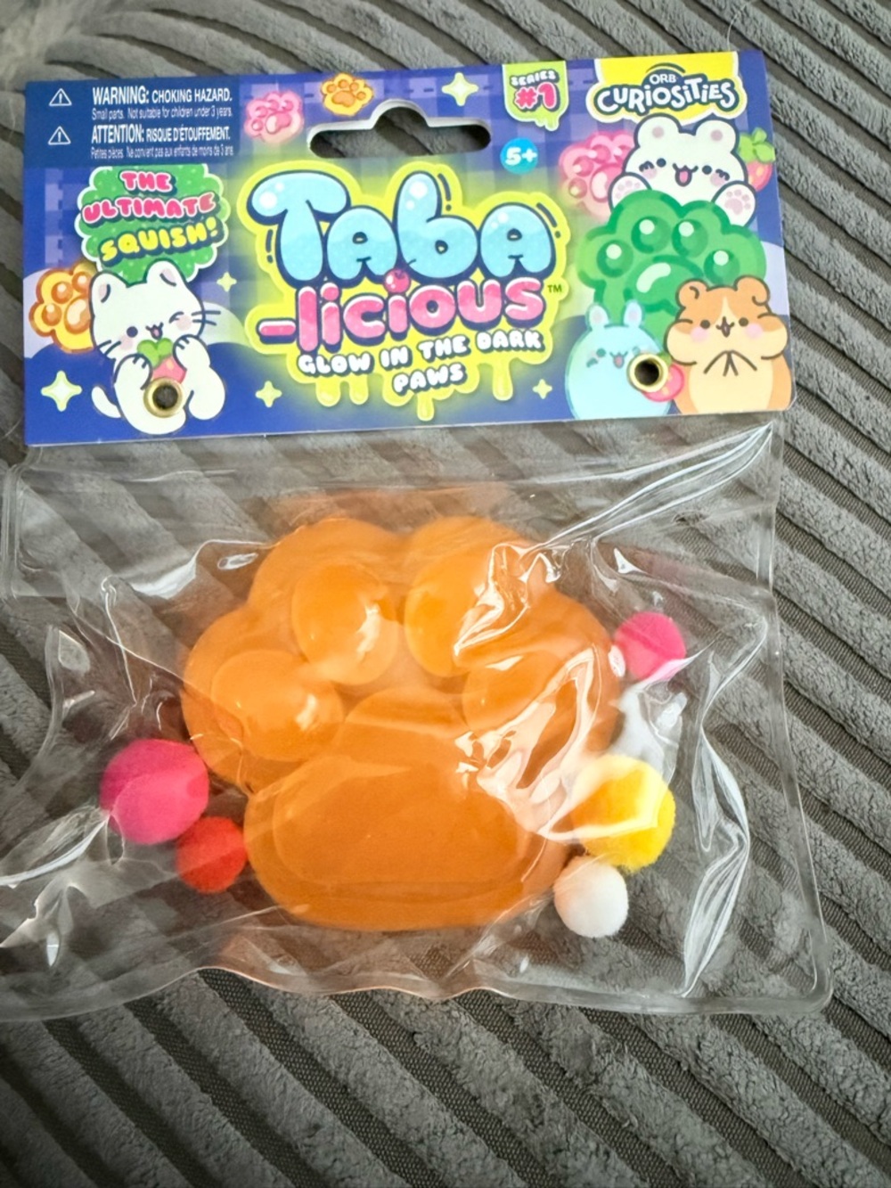 Glow-in-the-Dark Orange taba Paw Squishy